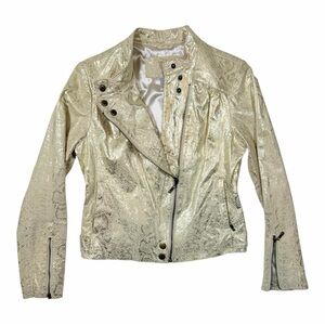 Live a Little L.A.L. Metallic Gold Leather Jacket